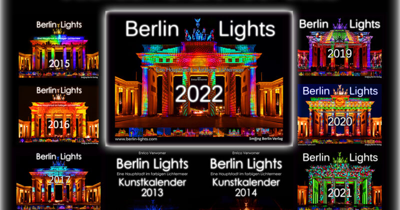 10 Jahre Kalender Berlin Lights – Eine Hauptstadt im farbigen Lichtermeer von Enrico Verworner mit Regenbogen-Olympiastadion